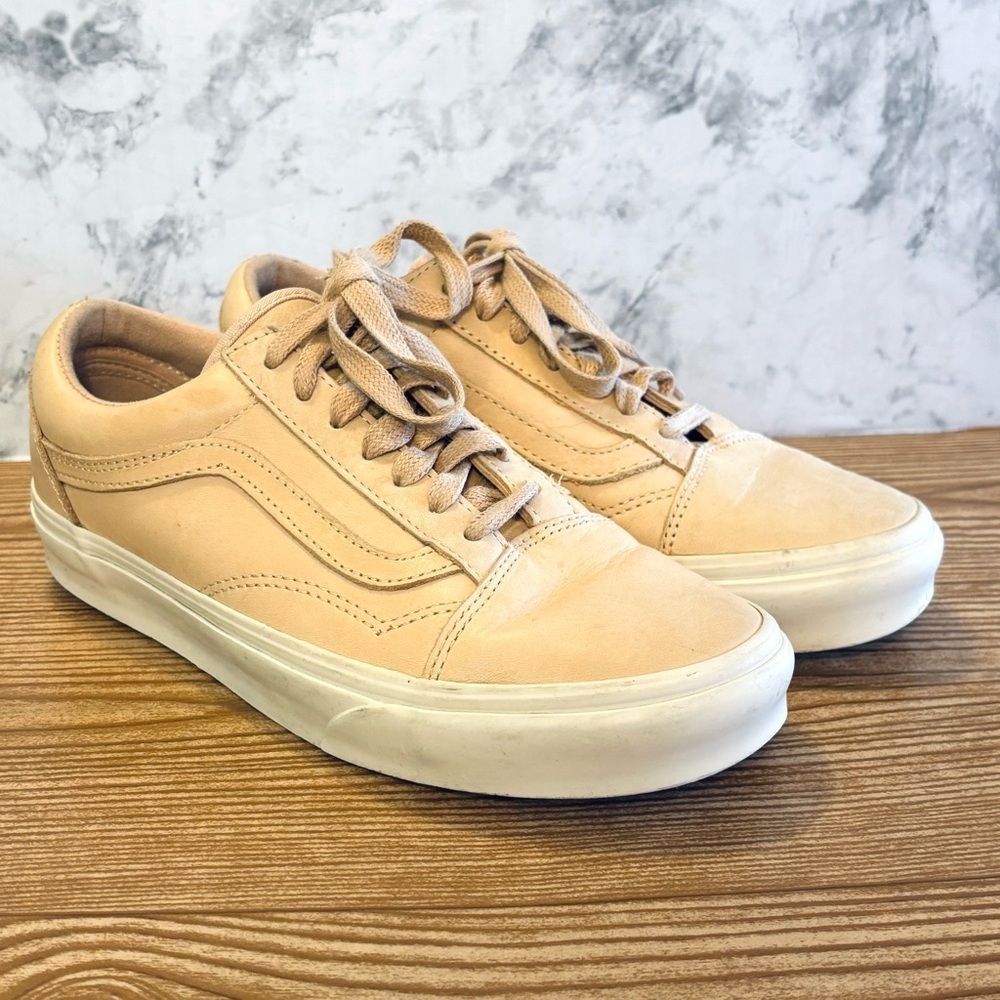 Vans Old Skool DX Leather Tan Natural Skate Shoes Ultracush Women’s 7